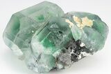 Large Green Fluorite Crystals over Schorl - Namibia #206196-1